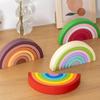 Wooden Blocks Early Education Developmental Kindergarten Toy Color Recognition Wooden Building Stacking Rainbow Puzzles for Kids