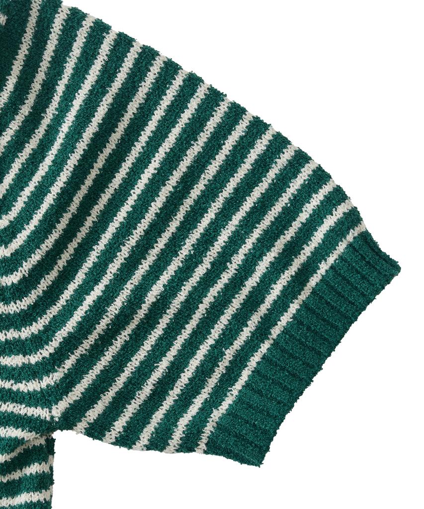 ANALOG MOOD Marine Stripe Round Short Sleeve Knit (Green)
