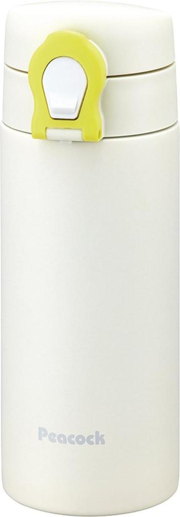 Peacock AMO-350 W One-Touch Mug, Insulated, 0.35L, White Smoke