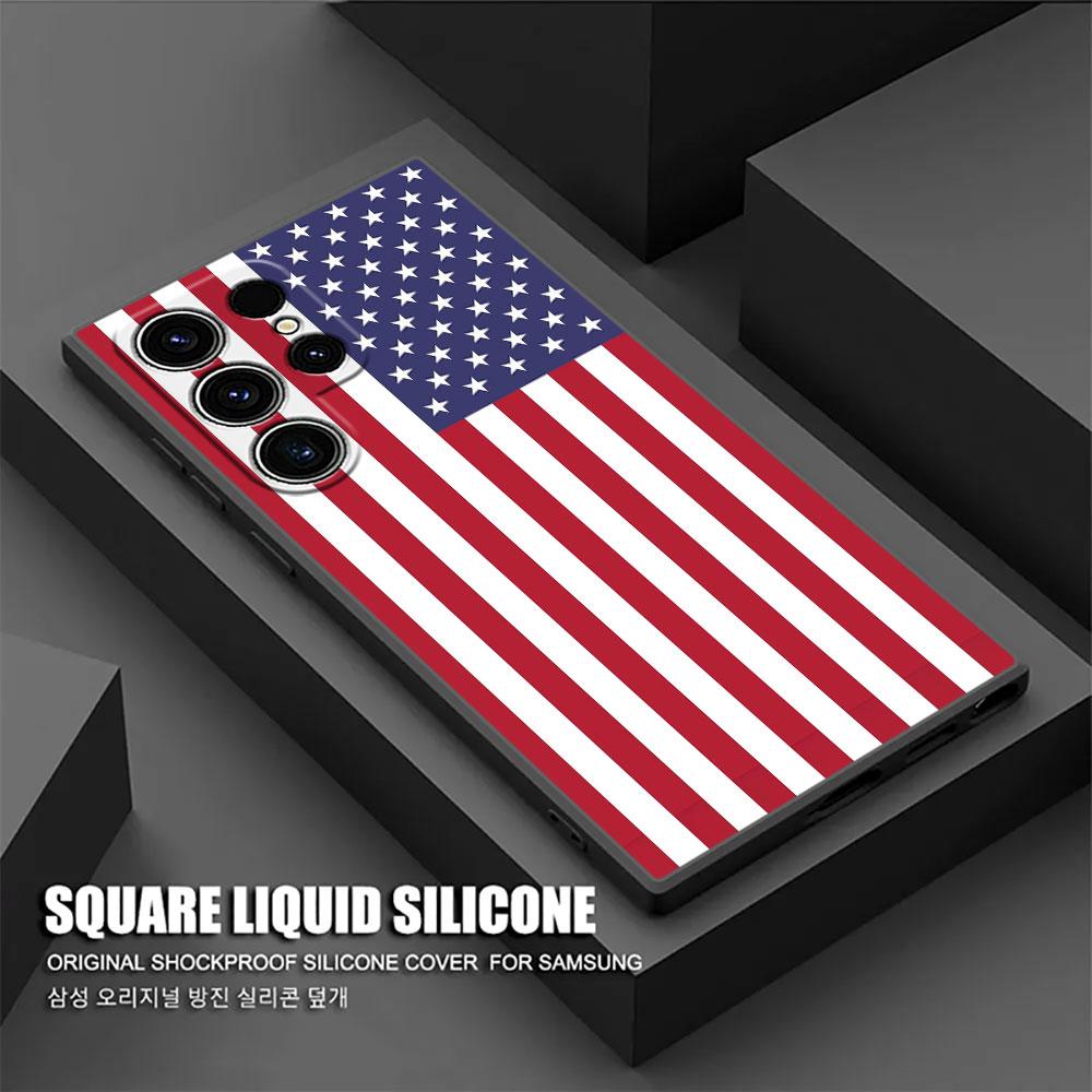 American USA Flag Five-pointed Star S25 Ultra Case For Samsung Galaxy S25 S24 S23 S20 S21 FE S22 Ultra S10 Plus Soft Phone Cover