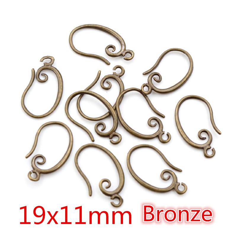 10pcs 3-Styles High Quality Classic Bronze Gold Silver Plated Brass French Earring Hooks Wire Settings Base Settings Whole Sale