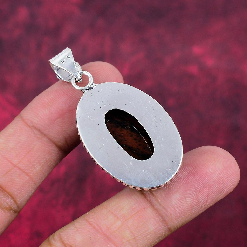 Mahogany Jasper Handmade Gemstone Pendant, 925 Solid Sterling Silver Pendant Antique Jewelry, For Engagement Gift