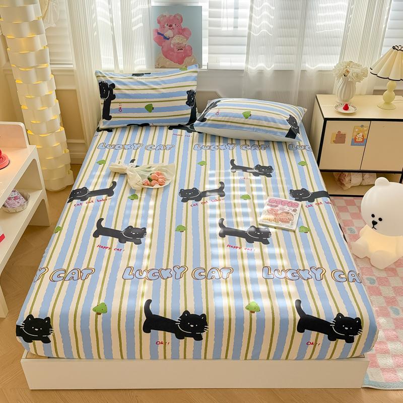 Pure Cotton Fitted Sheet Single/Queen Size Bed Cover Skin-friendly Bedsheets Home Bed Linen Couvre Lit (No Pillowcase)