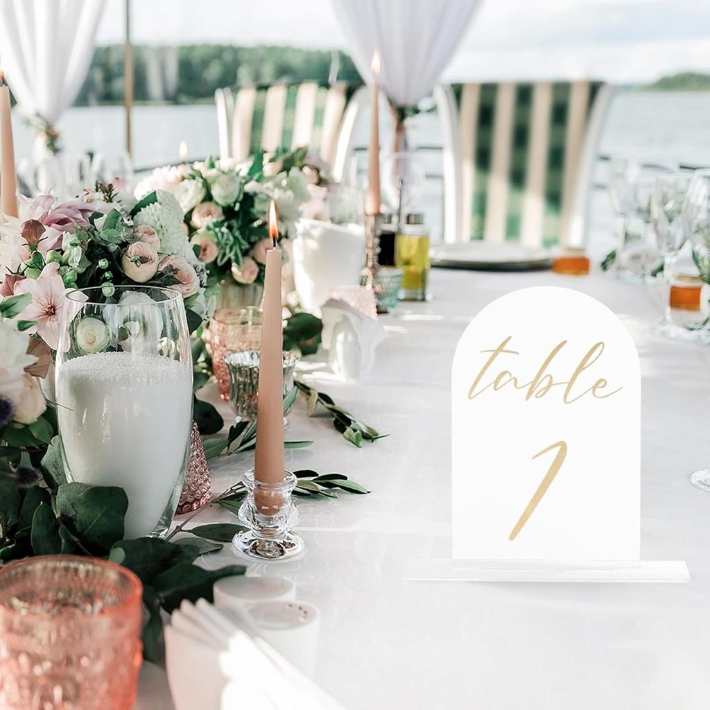 PATIKIL Wedding Table Numbers 1-10, 6"x4" Acrylic Display Signs and Holders for Weddings Receptions with Stands Parties Events Centerpiece, Frosted