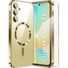 Case for Samsung Galaxy S24 FE, Electro MagSafe, Gold + Glass Screen Protector