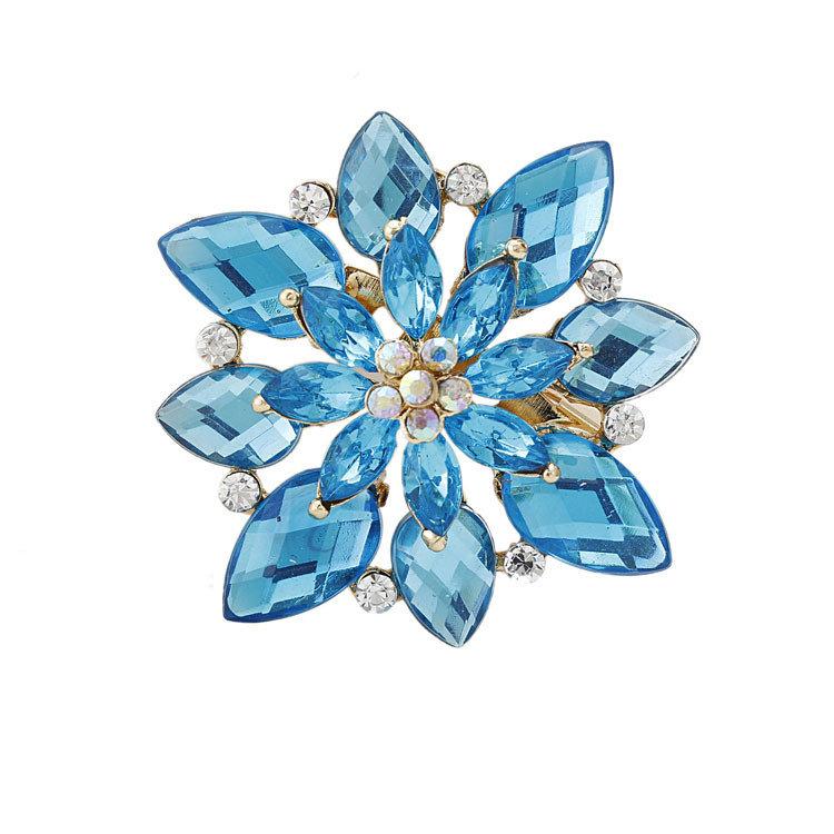 DIEZI New Bride Bouquet Summer Blue Luxury Beach Brooches for Wedding Korean Leaf Flower Rhinestone Brooch Pins Women Brooch