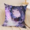 Raiden Shogun Genshin Impact Cushion Cover Silky Short Plush Invisible Zipper Dustproof Sofa Pillow Case For Home Decor