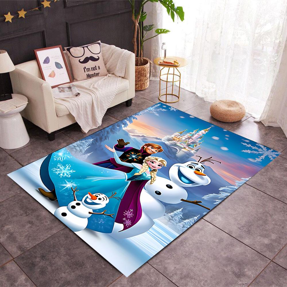 Frozen Olaf Cartoon Theme Non-Slip Rug - Made of Polyester, Suitable for Home Décor, Bedrooms, Living Rooms, Entryways, and Studios.