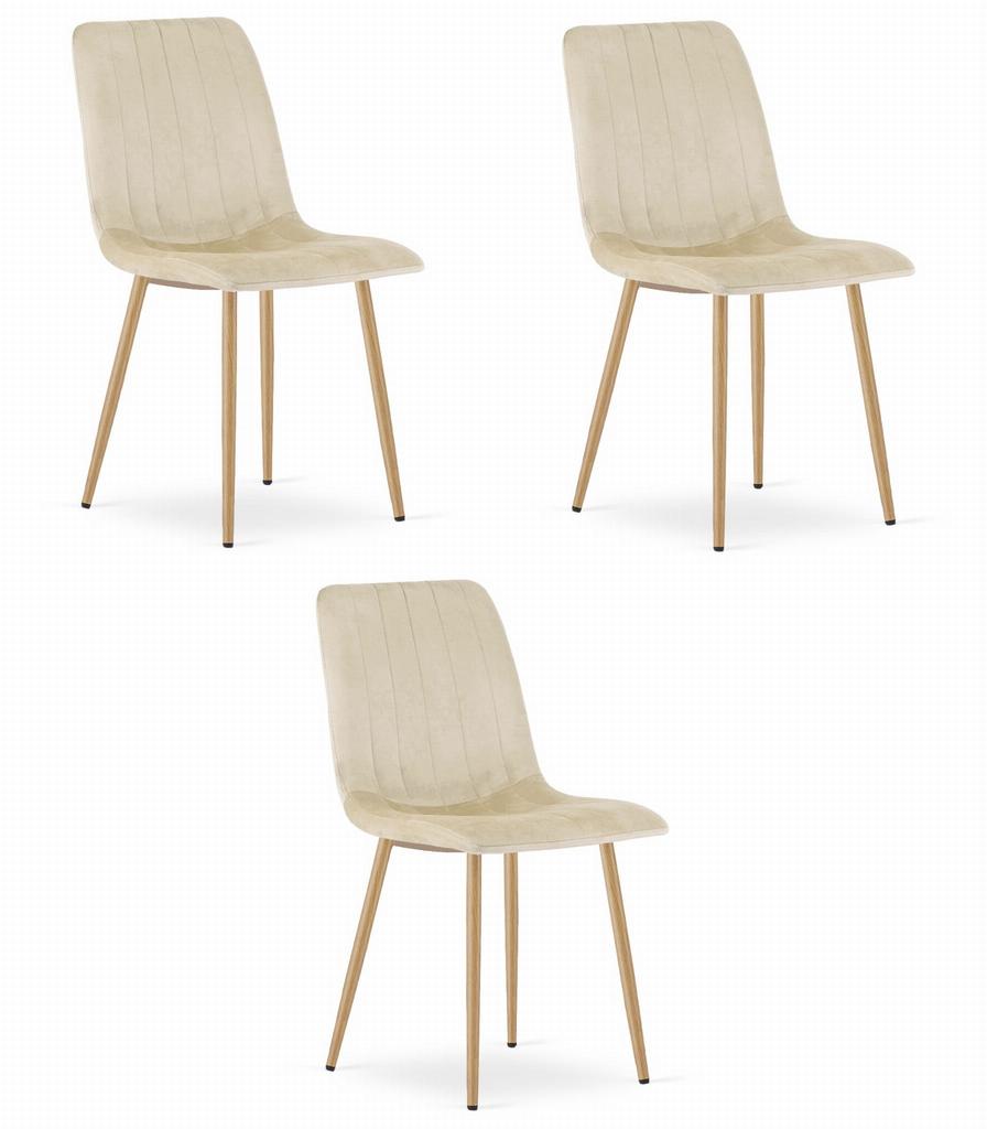 Lava Chair - Light Beige Velvet / Wood-Colored Legs X 3
