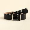 Round Eyelet Gothic Leather Belt Transparent Double Pin Buckle Waistband Rivet Belts  Men Women