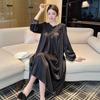 2026 Ice Silk Long Sleeve Nightgown for Women - Plus Size, Sexy French Style