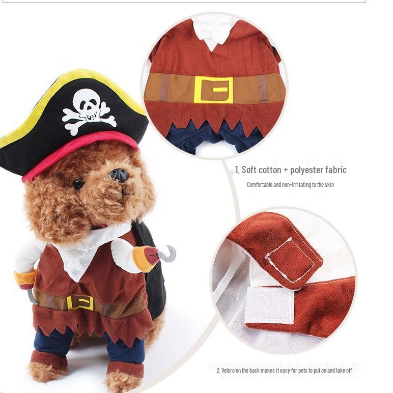 Universal Pirate Costume for Dogs - Cute Two-Legged Pet Outfit