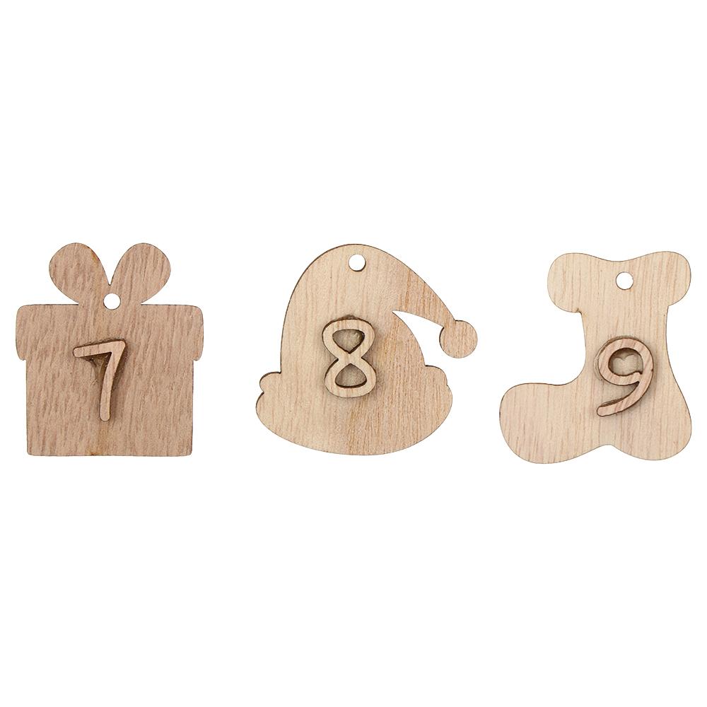 Clips Xmas Ornament Countdown Hanging Tags Wooden Pendant Number Label Christmas Advent Calendar