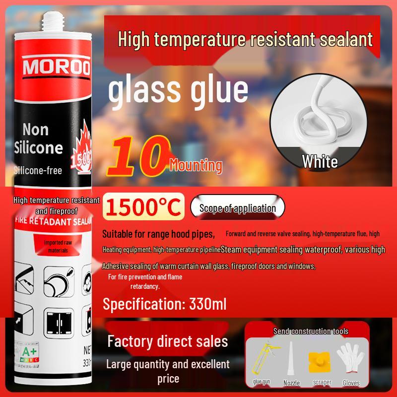 500° Fireproof Silicone Sealant: Waterproof, Flame-Resistant Adhesive for High-Temperature Glass and Structural Applications.