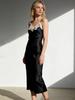 High-Definition Lace-Edge Acetate Dress for Seaside Vacations, Weddings, and Parties