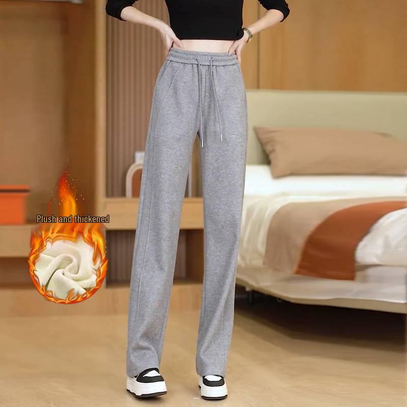 2025 Nowy Styl Damskie Luźne Czerwone Spodnie z Angory z Szerokimi Nogawkami - Popularny Jesienno-Zimowy Wyszczuplający Krój z Prostymi Nogawkami