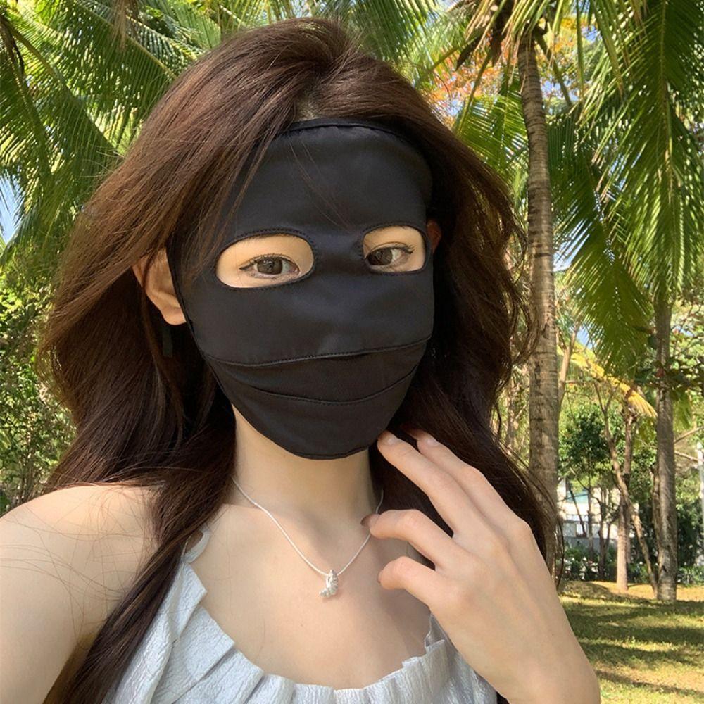Solid Color Sunscreen Mask Sunscreen Face Scarf Face Cover Breathable Ice Silk Mask  Golf