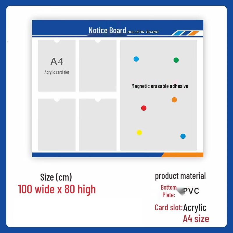 Long Zhan Acrylic Magnetic Notice Board with Card Slots