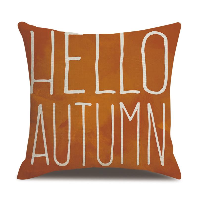 Thanksgiving Linen Pillowcase Autumn Pumpkin Print Pillow Cushion Cover