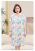 Summer Cotton Silk Knee-Length Floral Dress for Middle-Aged and Elderly Women - Short Sleeved, Lightweight, Plus Size, Loose Fit