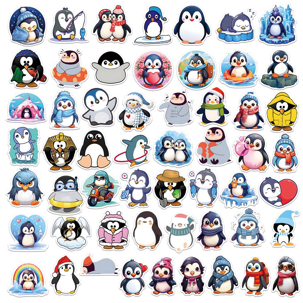 Penguin Cartoon Waterproof Stickers - 55 Creative Decals for Water Bottles, Tablets, and Phone Cases