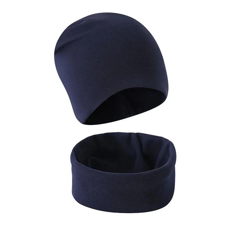 1-14Y Autumn Winter Solid Color Soft Warm Outdoor Activities Cap Scarf for Girls and Boys Infant Hats Set Children Beanies Cap