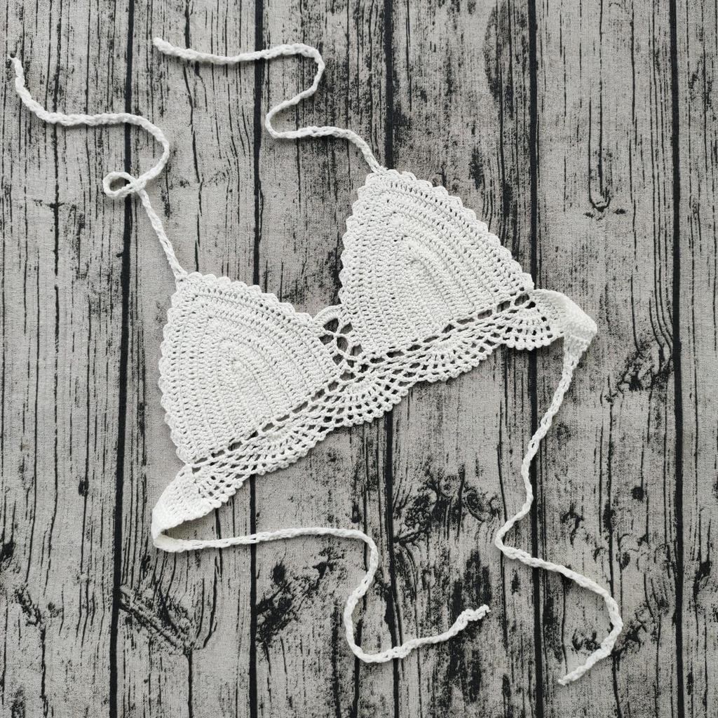 Böhmisches Häkel-Push-Up-Bikini-Oberteil - Handgemachter rückenfreier Badeanzug