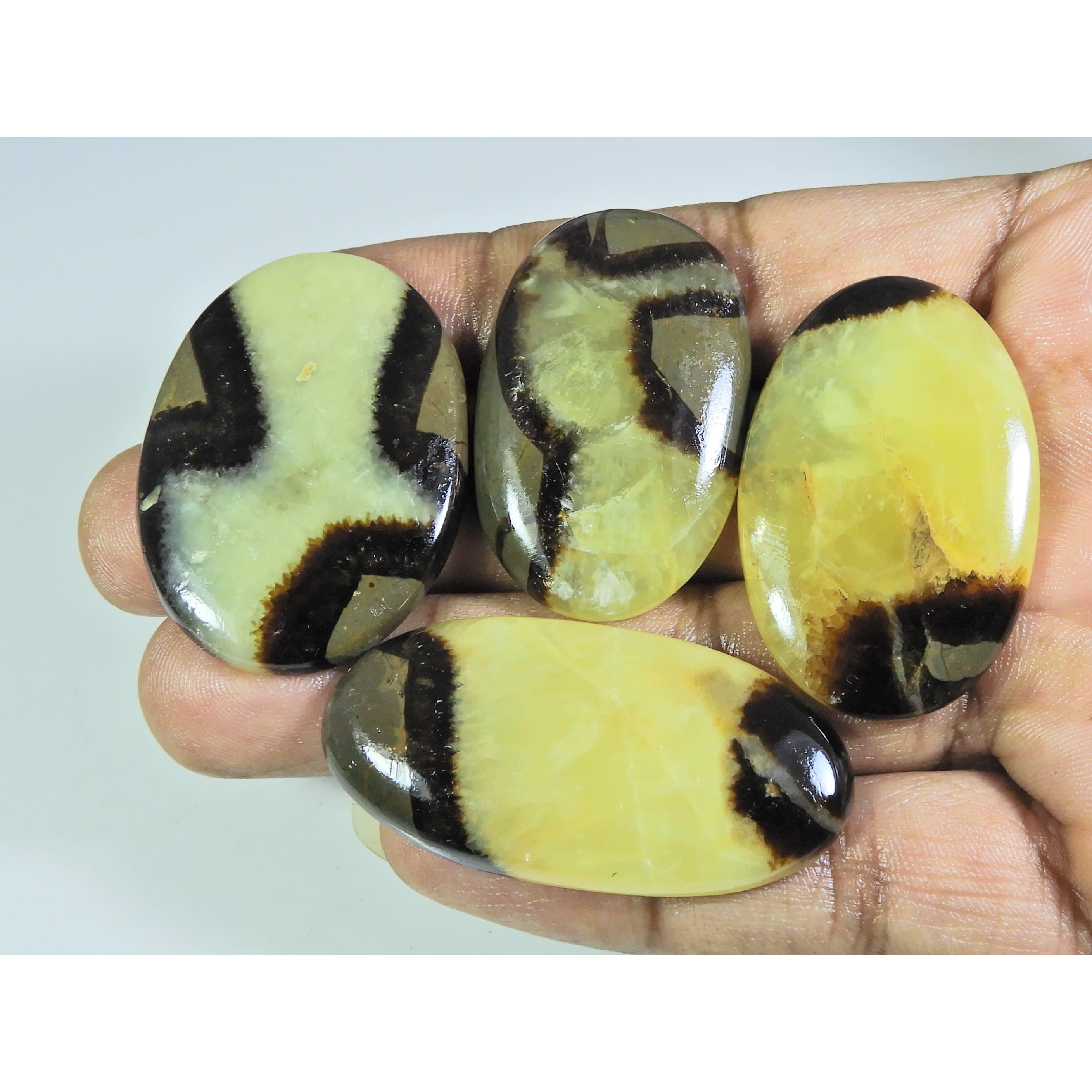 

236Cts. Natural septarian Multi Colour Oval Cabochon Loose Gemstone 4Pcs Lot A-366