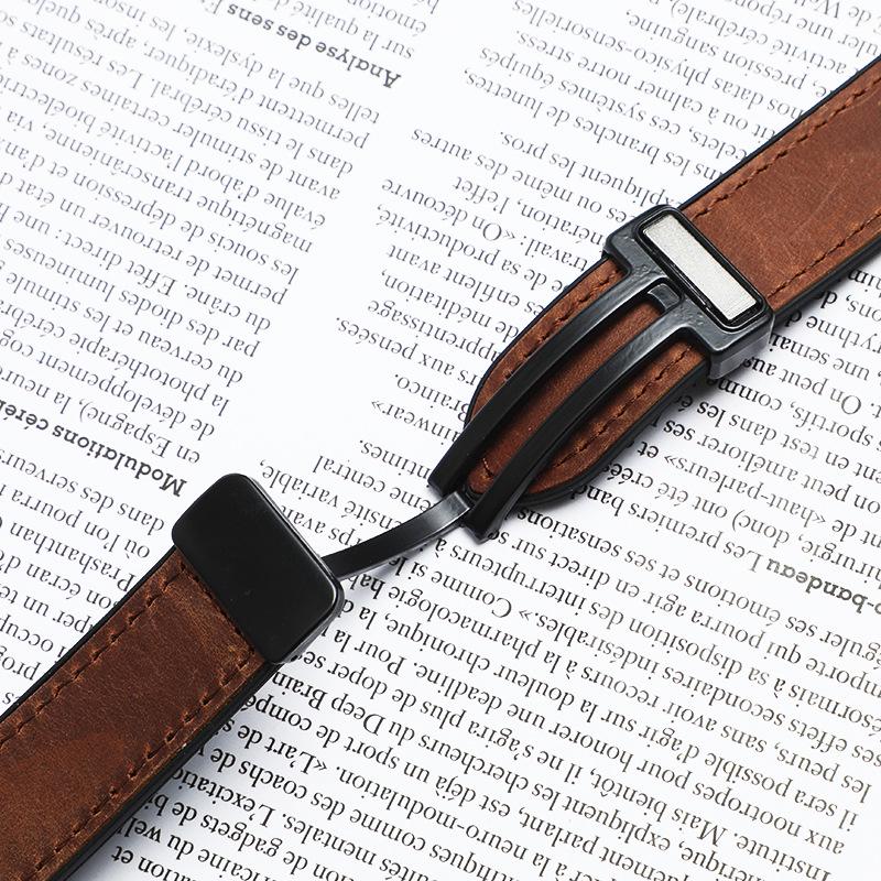 Huawei GT4 Smartwatch Band - Genuine Leather, Folding Magnetic Clasp, Quick Release Silicone Cowhide Strap