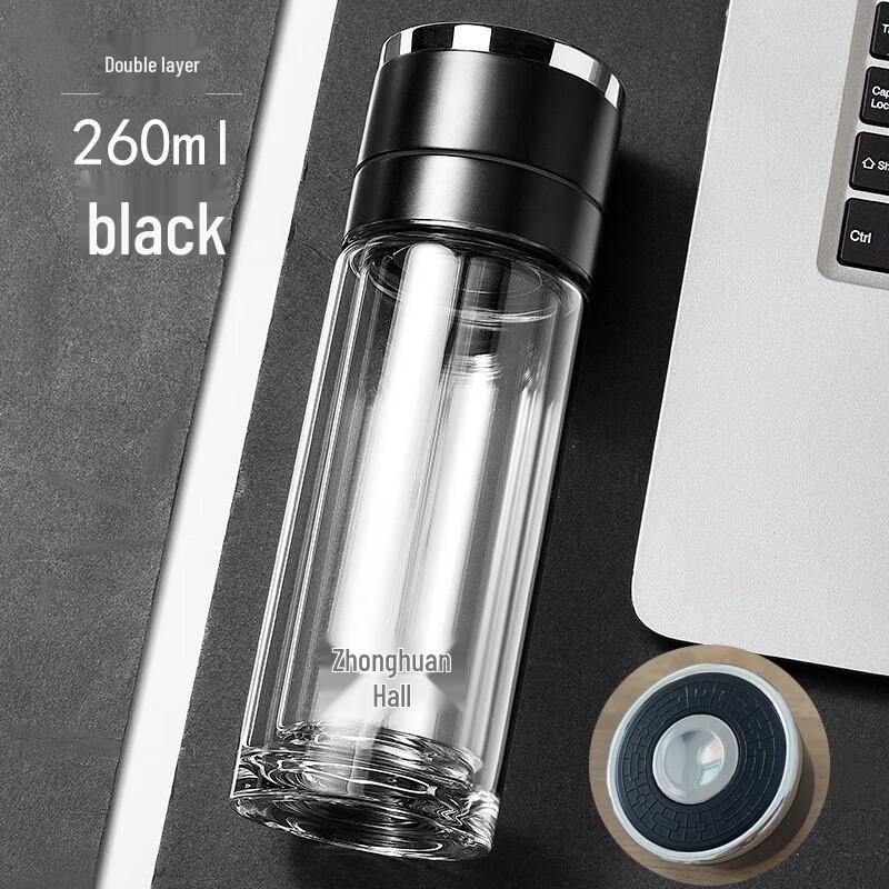 Portable Double-Wall Glass Tea Mug with Strainer
