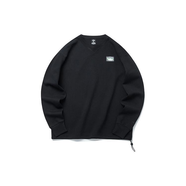 ANTA T Shirts Unisex Black Crew Neck Moderate Straight Fit 952218701-5 M