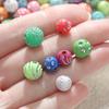 50/100Pcs 8/10mm Round mixed Colorful Acrylic Beads With Crystal Rhinestone Spacer Loose Bead for DIY Jewelry Making Accessorie