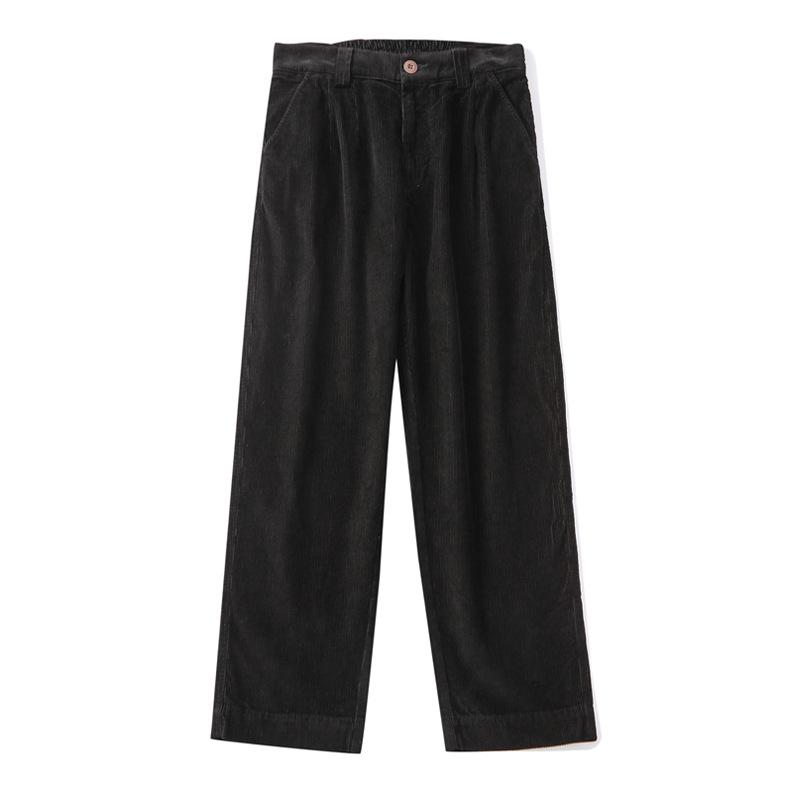 Men's Corduroy Casual Pants Loose Straight Wide Leg 100% Cotton Japanese Retro Work Pants Trendy