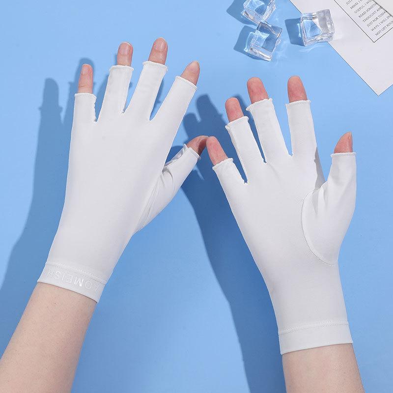 Female Summer Sunscreen Half Finger Gloves With Quick Dry And Touch Screen Functionality