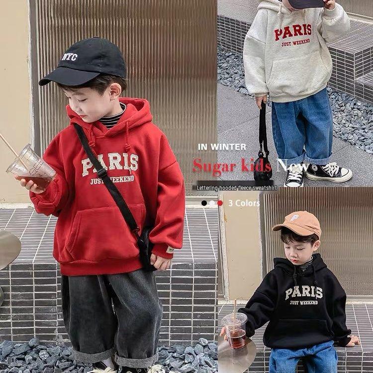 Boys' Trendy Hooded Sweatshirts - Stylish 2024 Autumn/Winter Baby Tops with Prints
