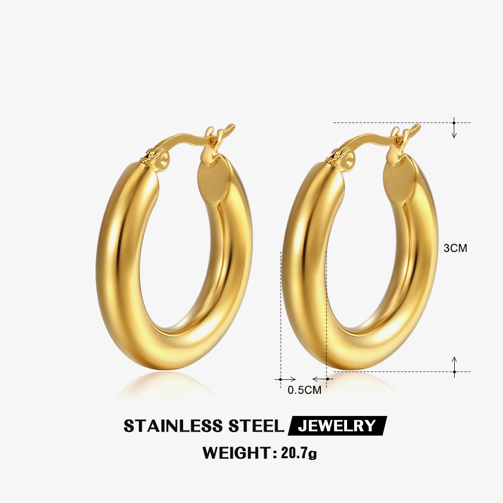 European and American simple 18K gold-plated ring earrings women's ins wind geometric stainless steel jewelry ins wind explosion