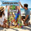 Custom Name Personalized Game Rainbow Friends Print Beach Towel, for Trip Camping Beach Party Home Decor, Birthday Gift for Family & Friends