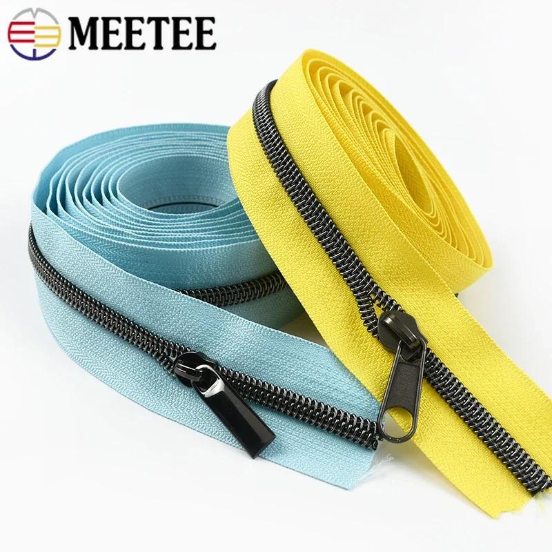 2/3/4/5M Meetee 5# Nylon Coil Zipper Tape + Zippers Slider Head for Garment Sewing Zip Closure Repair Kit Replacement Accessory