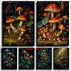 Dark Academia Antique Mushroom Botanical Vintage Posters and Prints Canvas Paintings Wall Art Picture for Living Room Home Decor