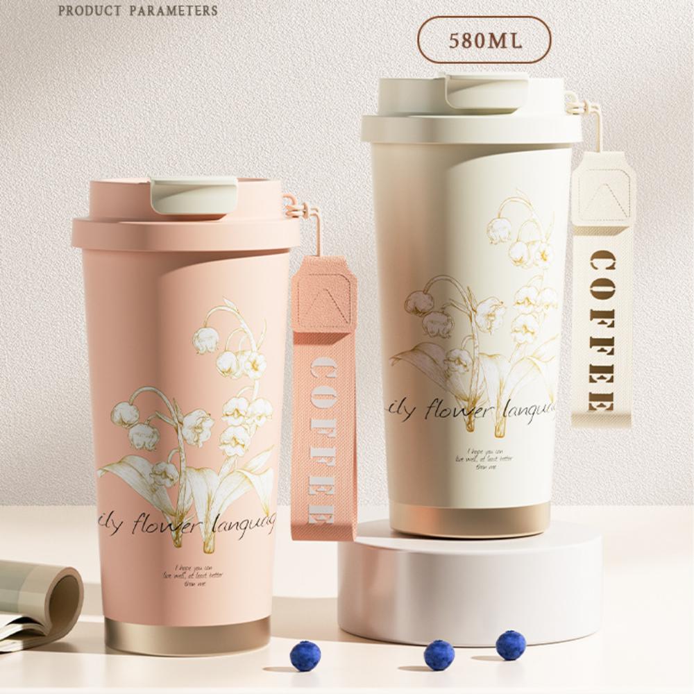 Stainless Steel Water Bottle Orchid Coffee Mug Portable Insulated Cup  Home Office