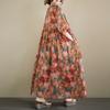 DIMANAF New 2026 Summer Beach Women Plus Size Lady Long Dress Loose Oversize Maxi Fashion Floral Print Cotton
