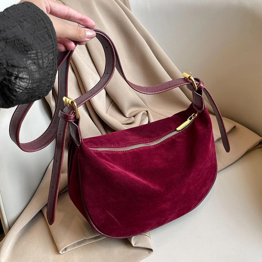 Retro feminine bag with advanced texture versatile underarm niche design new fashion saddle bag