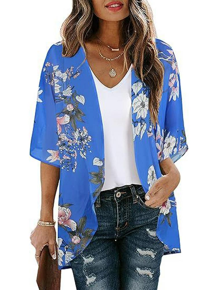 

Women s Chiffon Three-Quarter Sleeve Cardigan S королівський синій колір