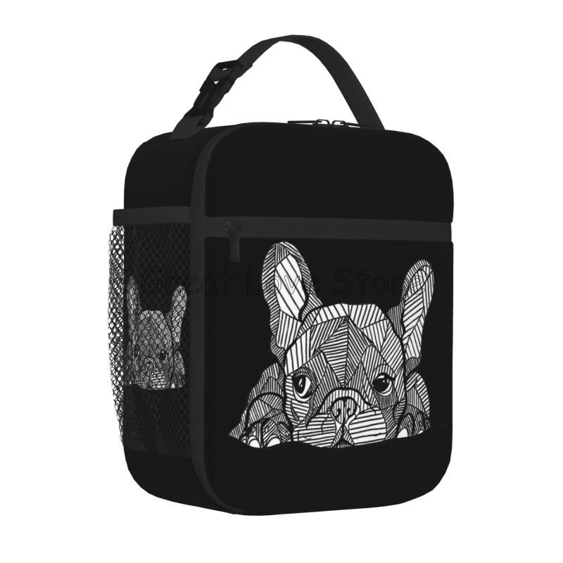 

French Bulldog Art Print Portable Thermal Lunch Bag Insulated Lunch Box Reusable Cooler Totes for Women Boys Girls Work Picnic