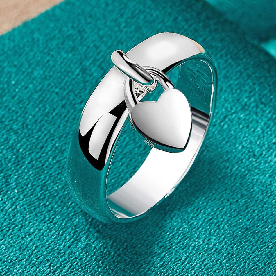 Geometric Heart Pendant Alloy Ring - Women's Gift Jewelry