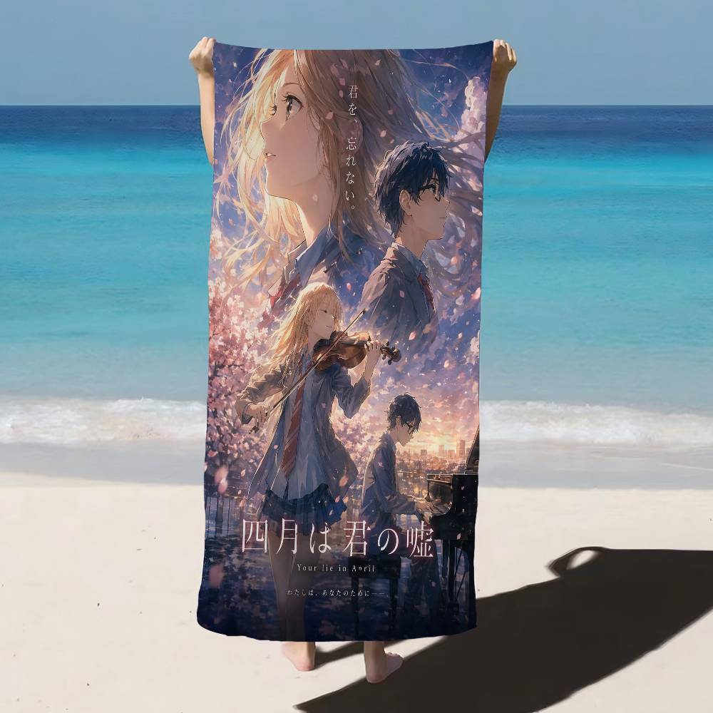 Anime Your Lie in April Microfiber Printed Beach Towel Mountain Climbing Yoga Beach Swimming Running Absorbent Soft Towel