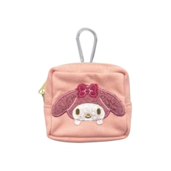 Hatakeyama Shoji Sanrio Mini Pouch with Carabiner, 3D Appliqué Embroidery, Character Accessory Case,