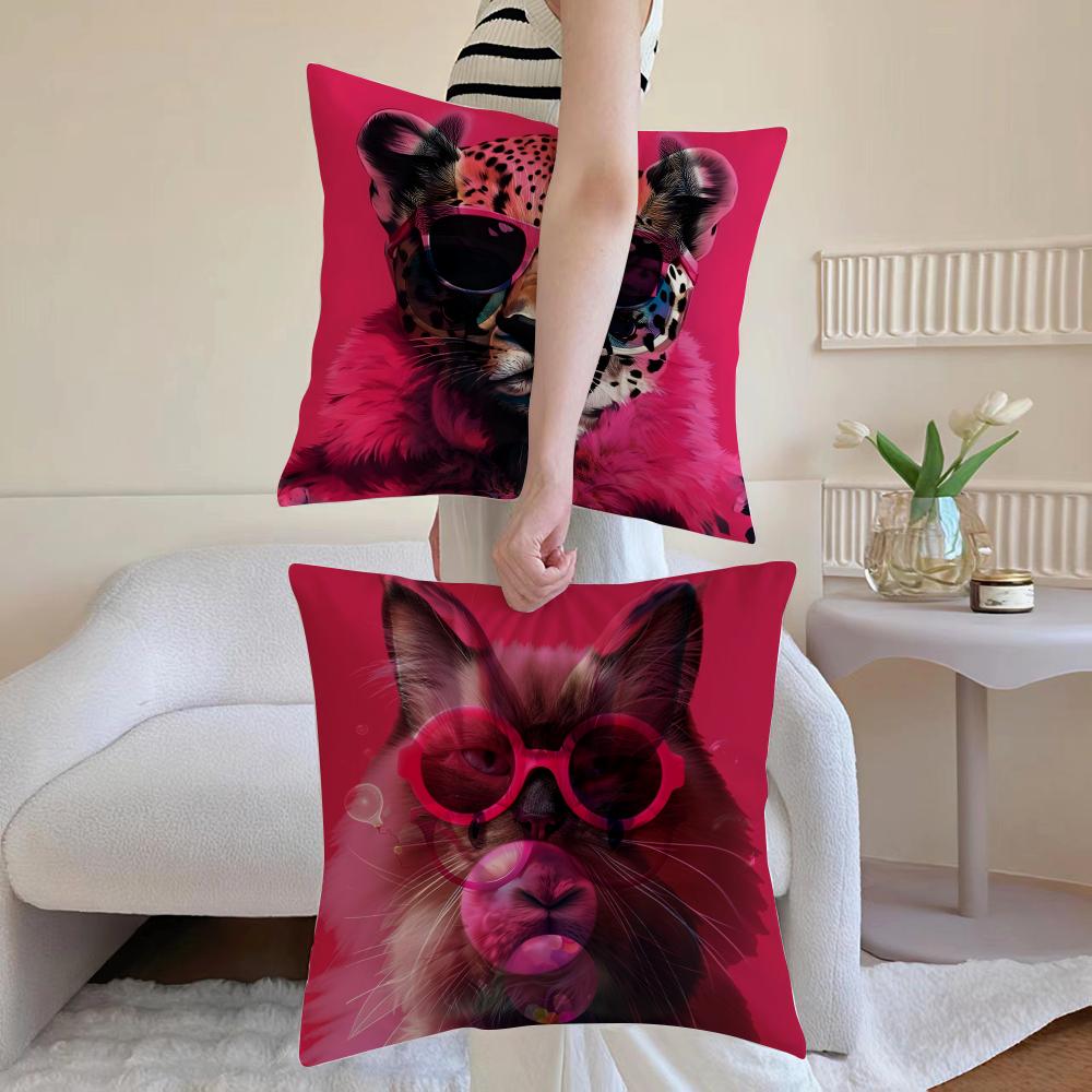 Vibrant Animal Bubble Fashion Tiger Cushion Cover Antidustmite Pillowcase Invisible Zipper Silky Short Plush Sofa Cushion Cover