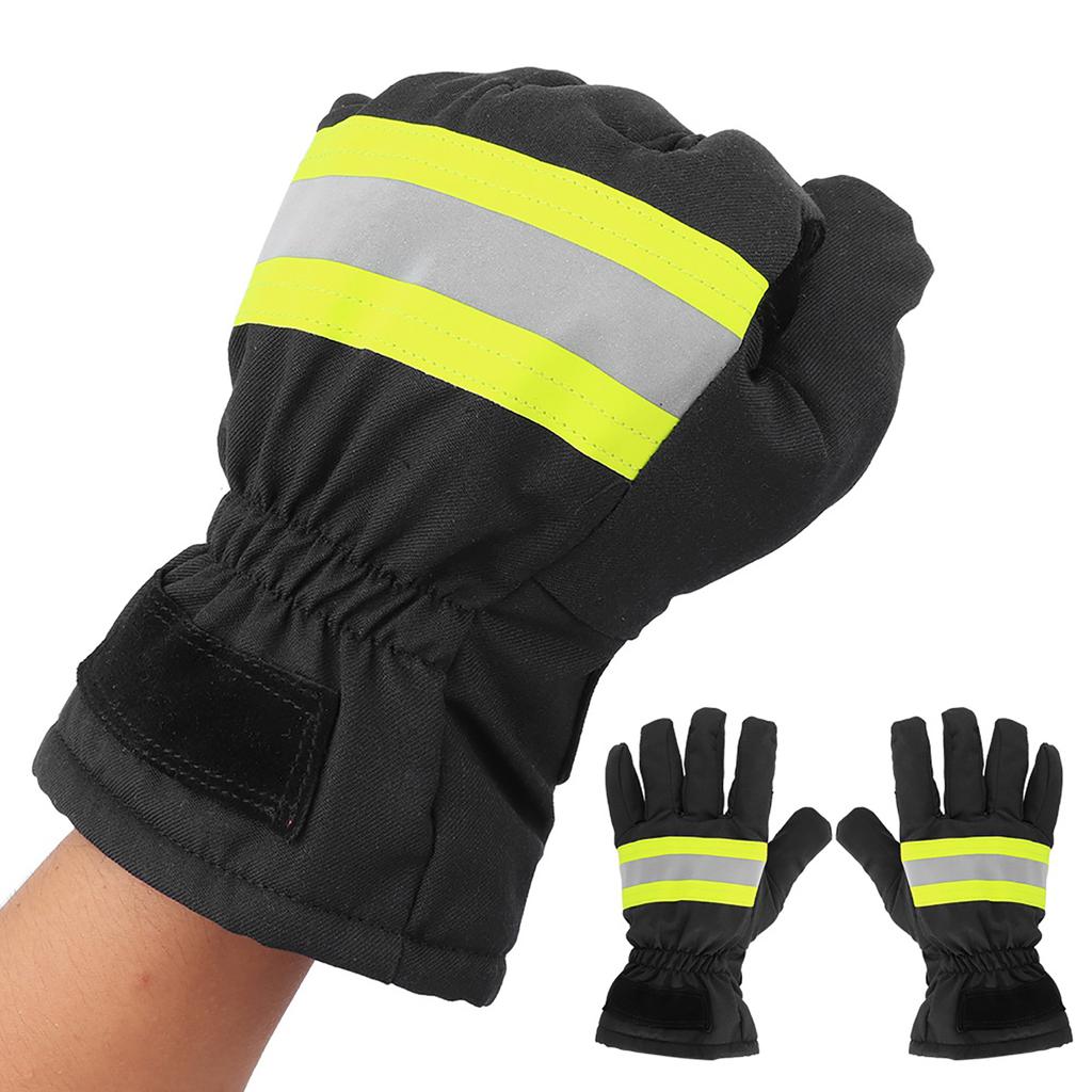 Flammhemmende Feuerwehrhandschuhe, hitzebeständig, wasserdicht, atmungsaktiv, Feuerwehr-Handschutzhülle, Schwarz und Gelb