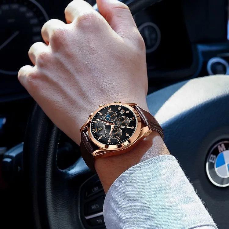 POEDAGAR National Top Waterproof Luminous Calendar Men's Watch Student Korean Style Casual Sports Wristwatch
